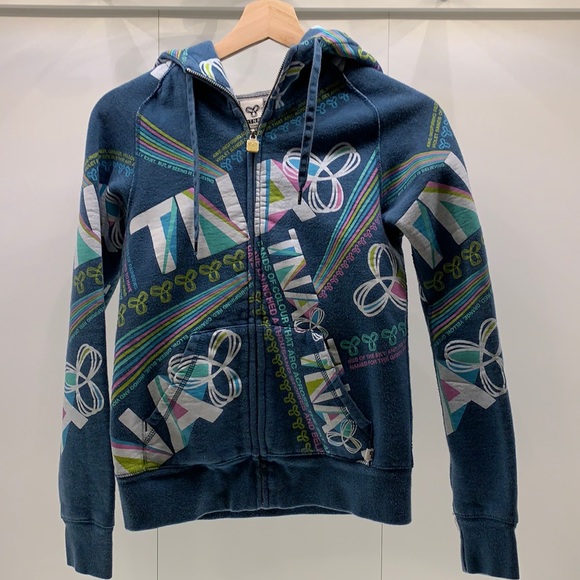 Cozy multicoloured TNA zip-up hoodie! - Picture 1 of 10